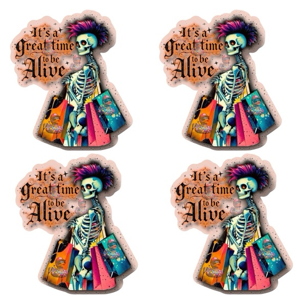 40 Skeleton Shopping Themed Sticker Pack - Picture 2 of 2